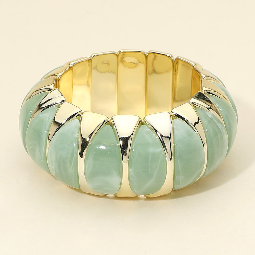 Chunky Marbled Resin Inlay Stretch Bracelet