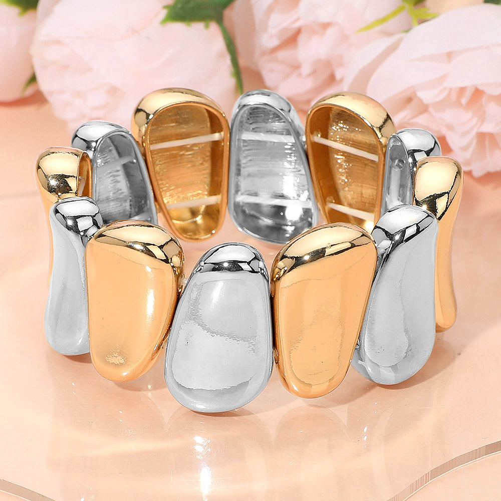 Bold Metal Sculpted Stretch Bracelet