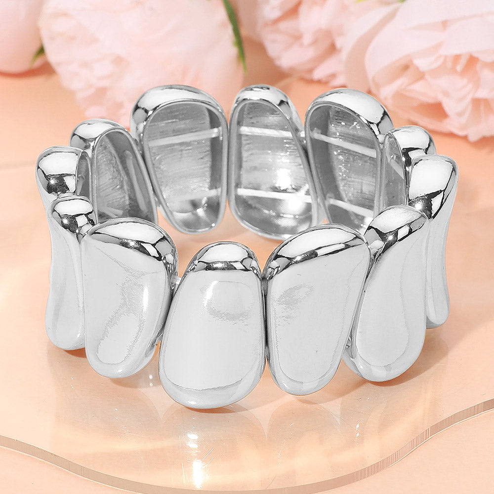 Bold Metal Sculpted Stretch Bracelet