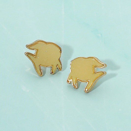 Faux Druzy Fish Silhouette Stud Earrings