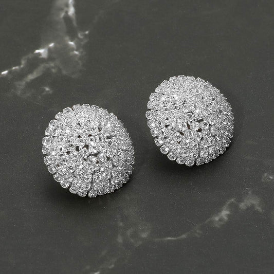 CZ Stone Pave Dome Evening Stud Earrings