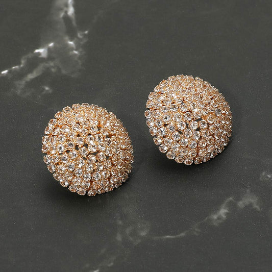 CZ Stone Pave Dome Evening Stud Earrings