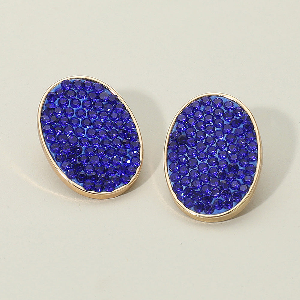 Rhinestone Embellished Oval Stud Earrings