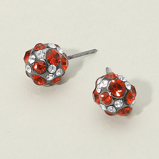 Rhinestone Embellished Ball Stud Earrings