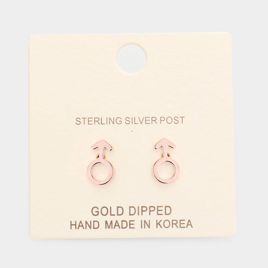 Gold Dipped Male Astrological Sign Stud Earrings