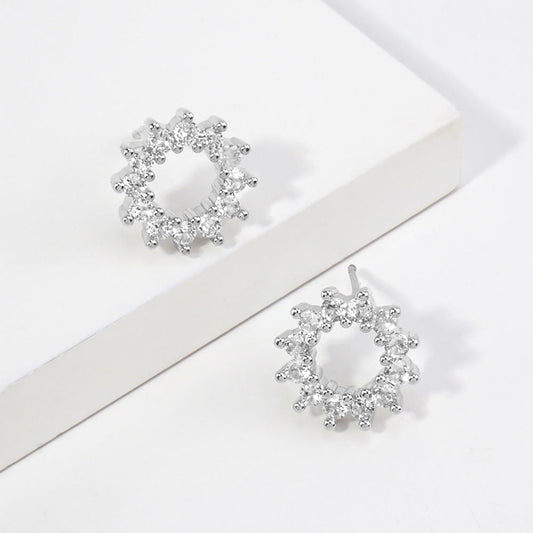 14K Gold Dipped CZ Open Circle Stud Earrings