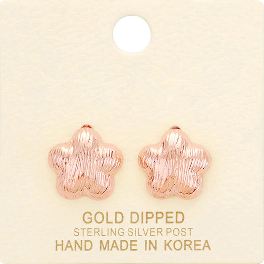 Gold Dipped Flower Stud Earrings