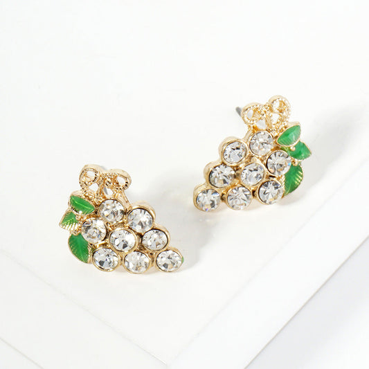 Crystal Grape Cluster Stud Earrings