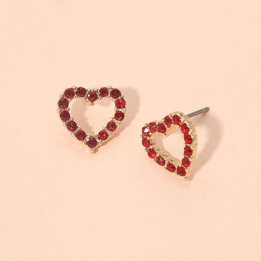 Stone Pave Open Heart Stud Earrings