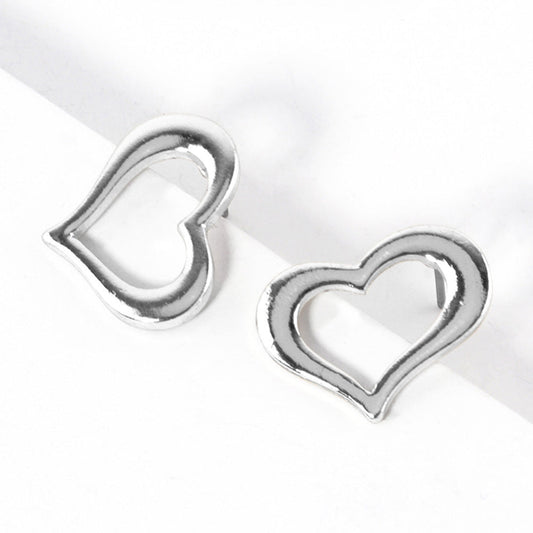 Open Heart Stud Earrings