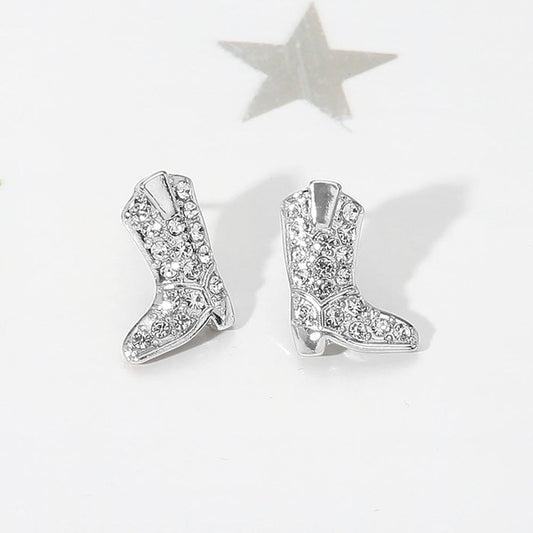 Stone Paved Western Cowboy Boot Stud Earrings