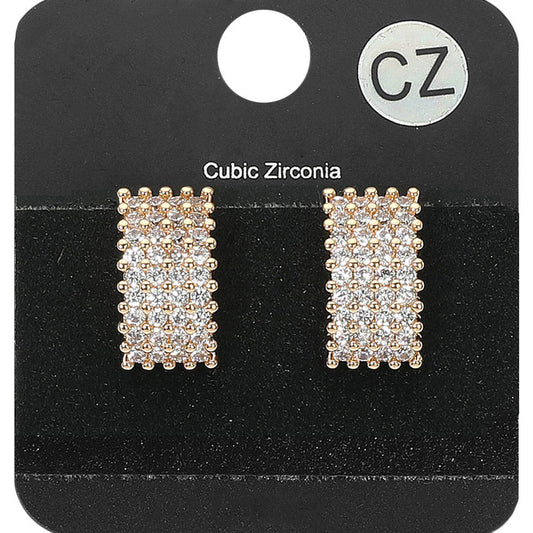 CZ Stone Paved Rectangle Evening Stud Earrings