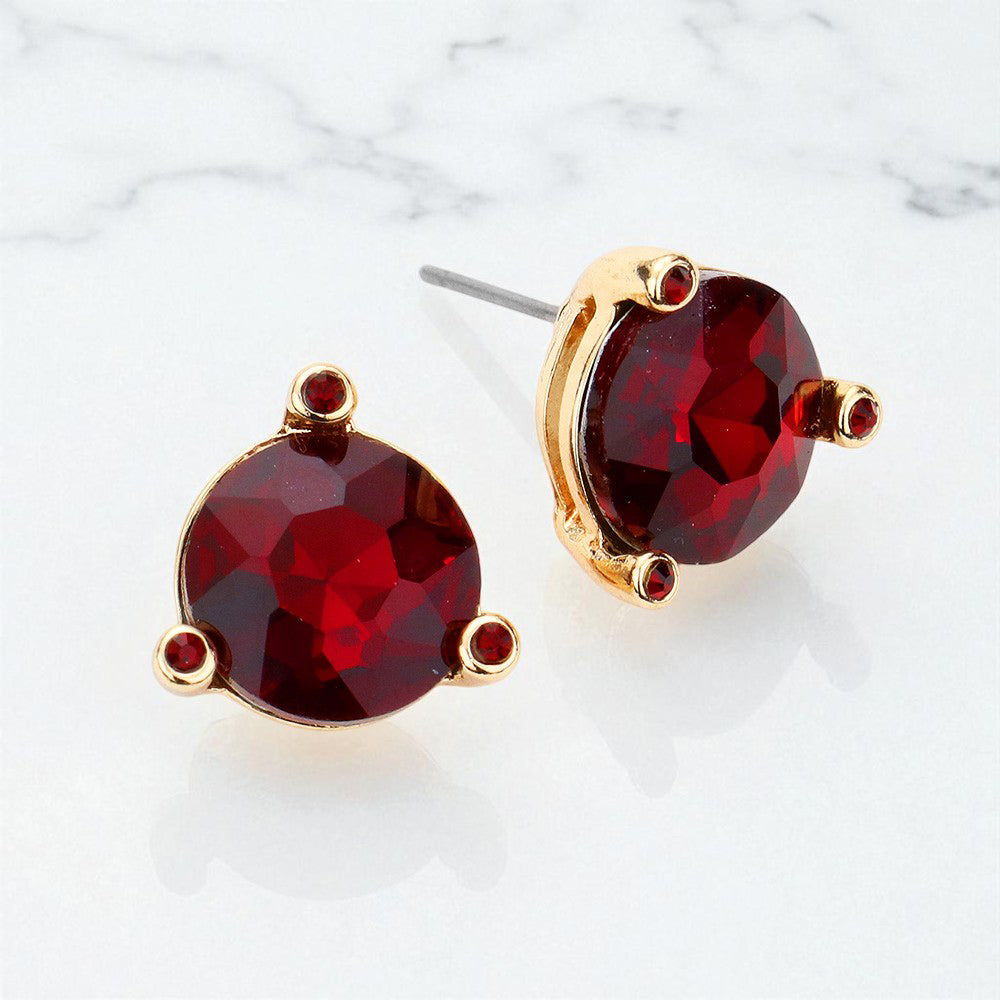 Round Stone Stud Earrings