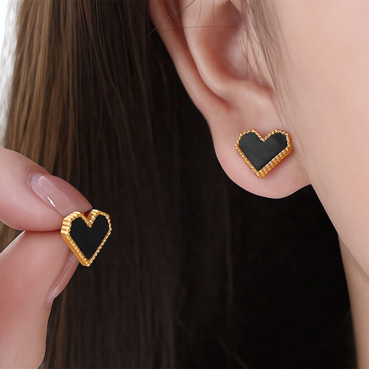 14K Gold Plated Heart Stud Earrings