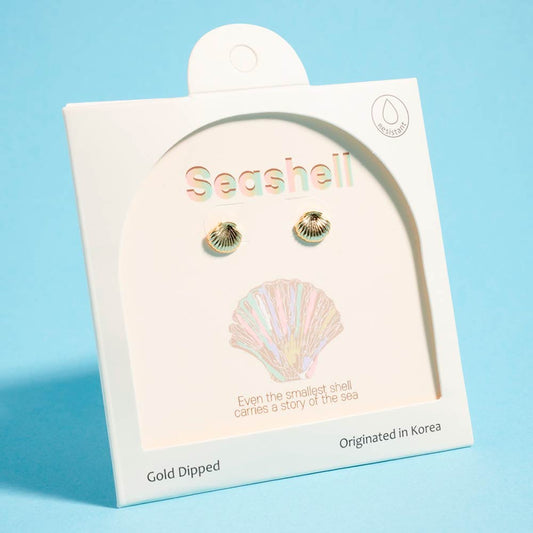 Gold Dipped Seashell Mini Stud Earrings
