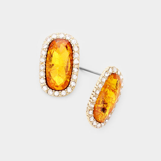 Druzy Rhinestone Pave Stud Earrings