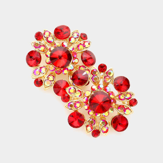 Floral Bubble Stone Embellished Stud Evening Earrings