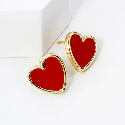 Gold Dipped Heart Stud Earrings