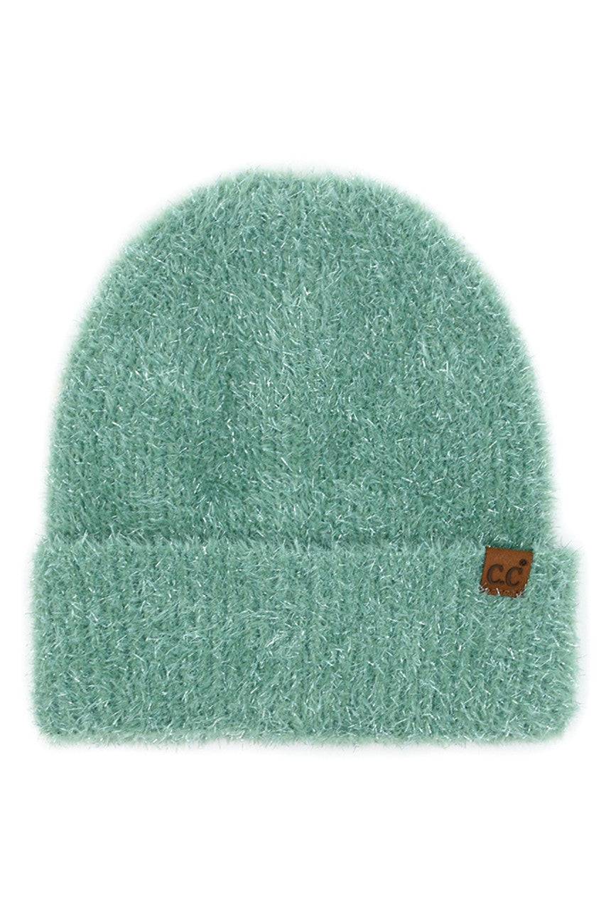 C.C Metallic Eyelash Cuff Solid Beanie