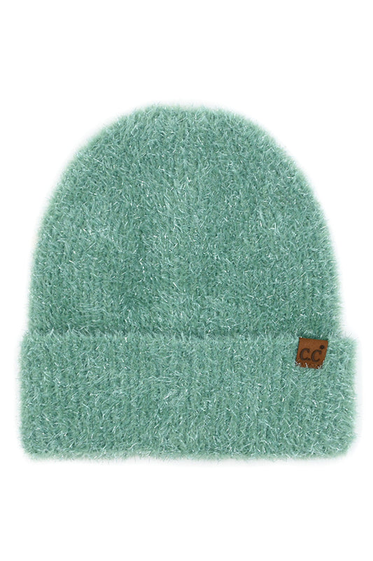C.C Metallic Eyelash Cuff Solid Beanie