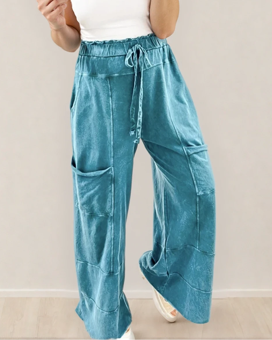 Teagan Raw Hem Pants - Lapis