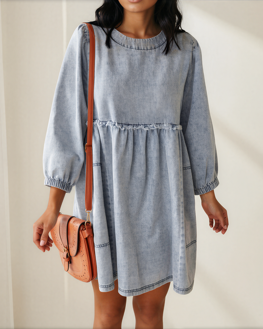 Rosie High Waist Loose Fit Denim Mini Dress