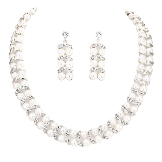 Pearl Crystal Collar Necklace