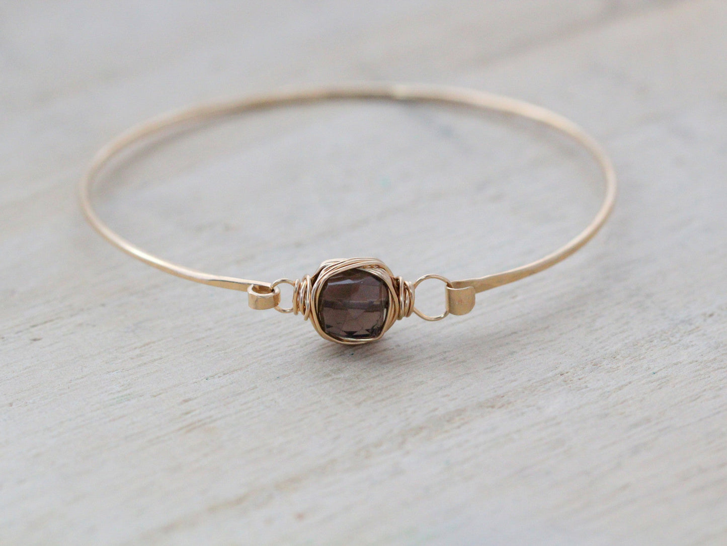 Smoky Quartz  Bezel Wrapped Bangle