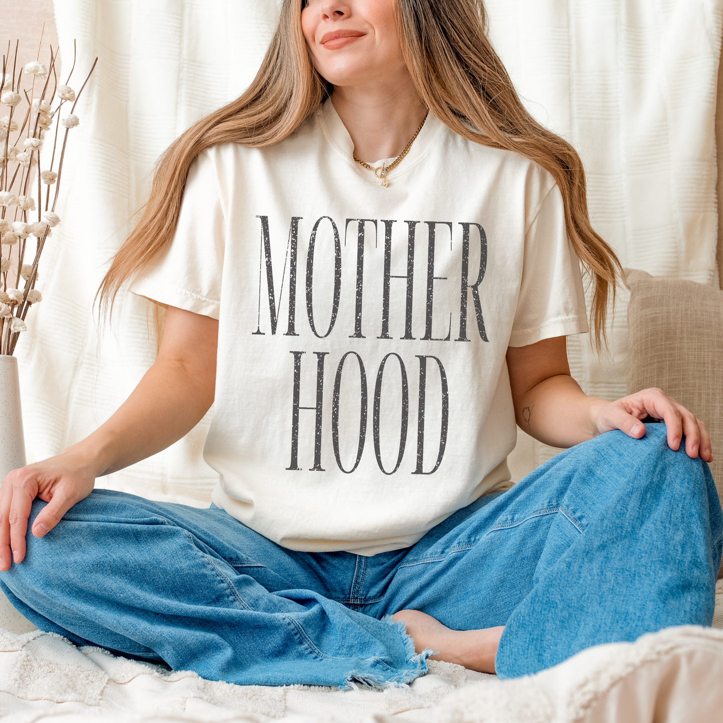 Distressed Motherhood T Shirt
