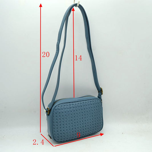Woven Camera Crossbody Bag with Adjustable Shoulder Strap