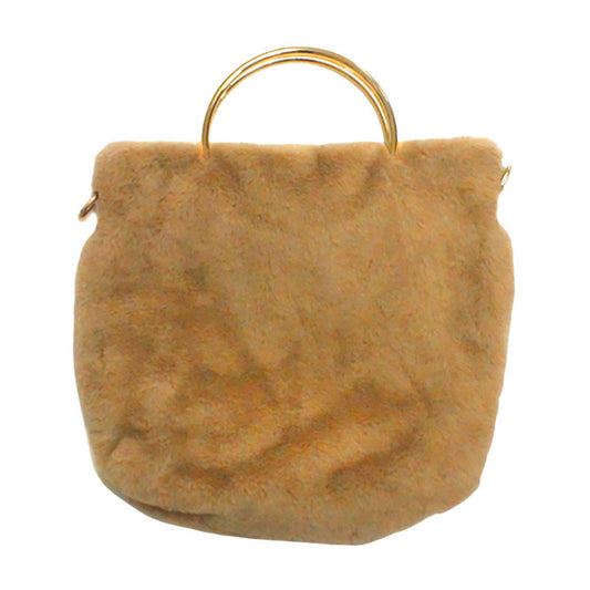 Solid Faux Fur Tote Crossbody Bag