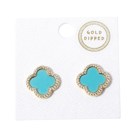 Gold Dipped Quatrefoil Stud Earrings
