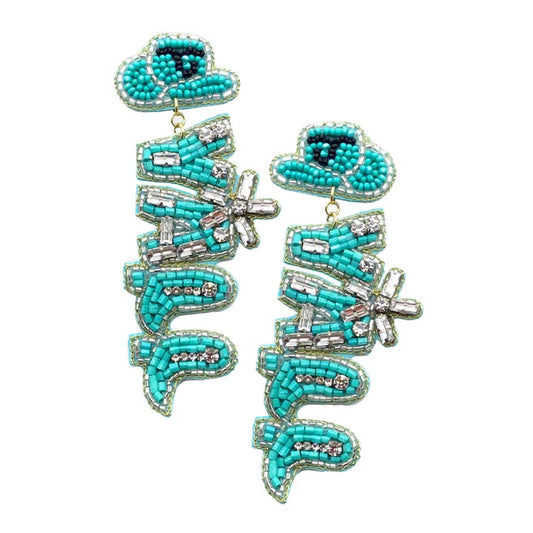 Yall Felt Back Beaded Message Dangle Earrings