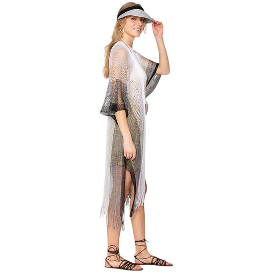Two Tone Lurex Kimono Poncho