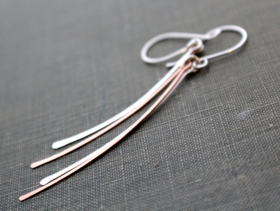 Mixed Metal Stick Earrings