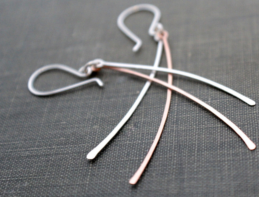 Mixed Metal Stick Earrings