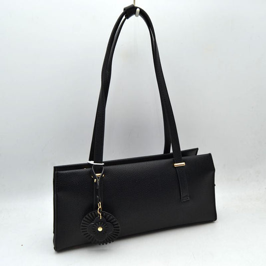 Elegant Shoulder Tote Bag with Decorative Charm
