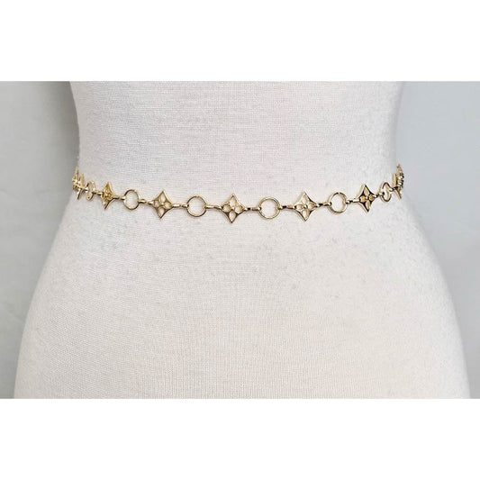 Geometric Floral Link Waist Chain Belt