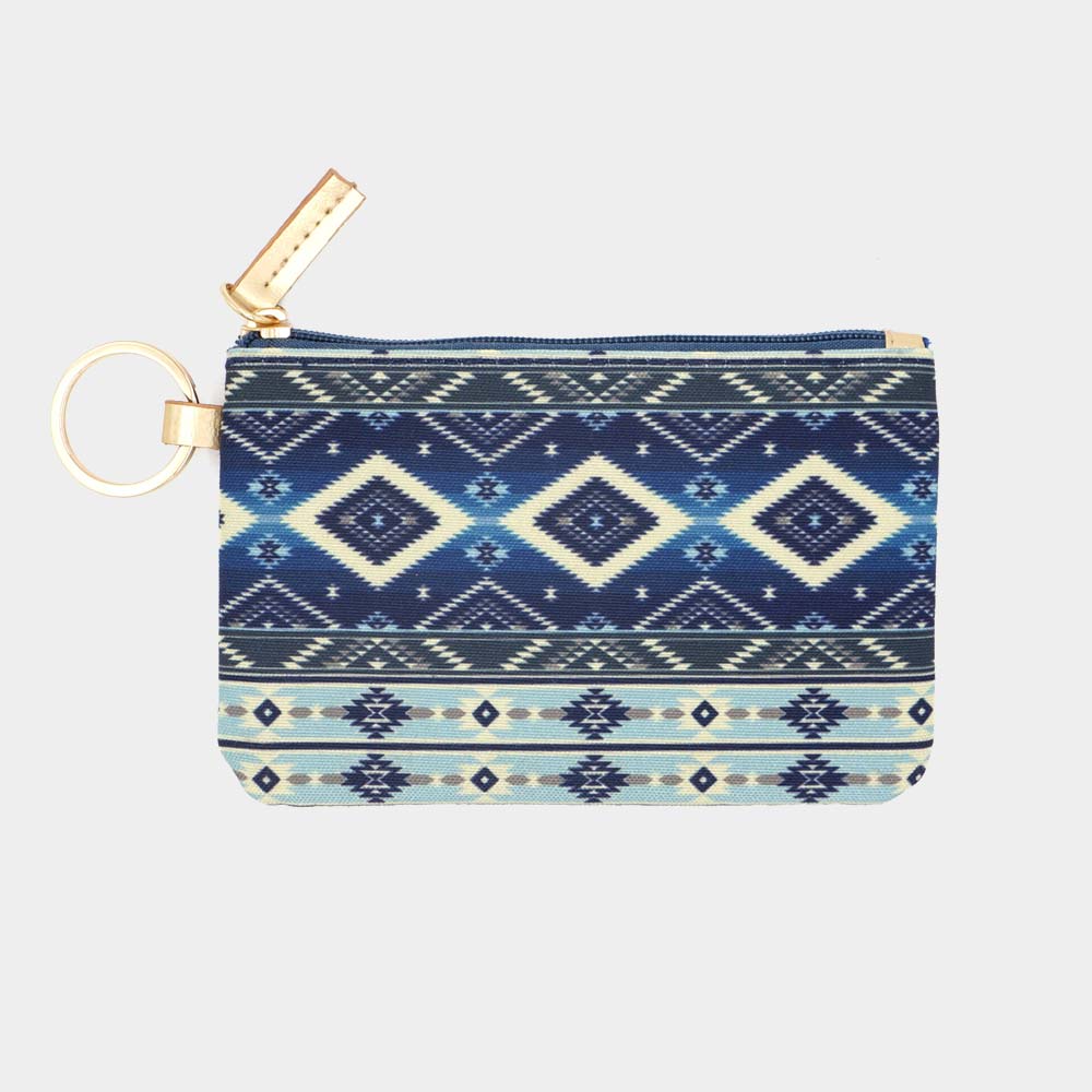 Boho Aztec Patterned ID Wallet Detachable Lanyard