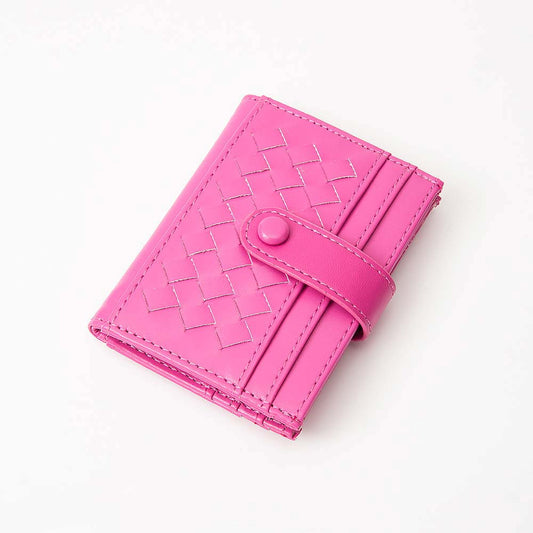 Faux Leather Classic Woven Card Holder Wallet