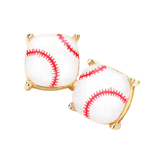 Women's Baseball Printed Square Stud Earrings