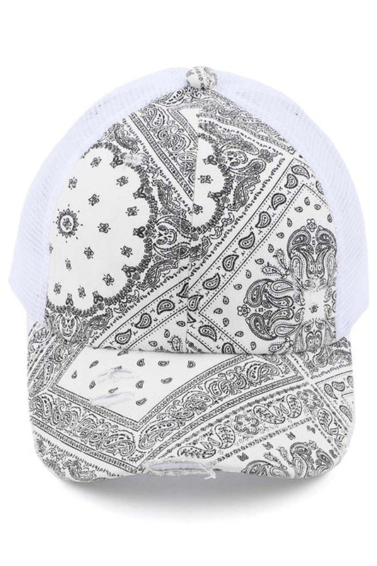 C.C Paisley Bandana Criss cross  Pony Cap