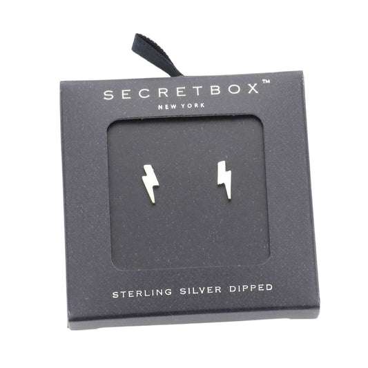 Secret Box Sterling Silver Dipped Lightning Bolt Earrings