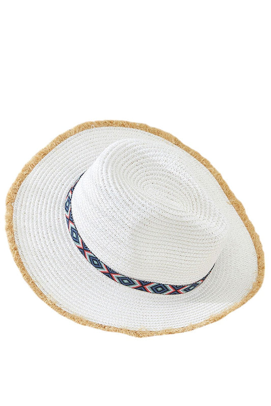 Indian tribes trim frayed fedora hat