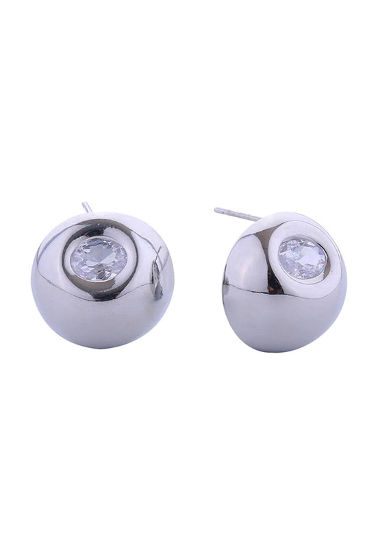 14K Chunky CZ Button Post Earring