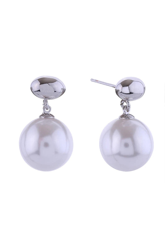 14K Mini Bean Pearl Drop Post Earrings