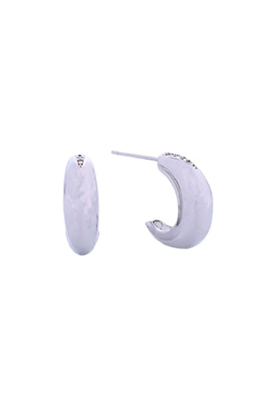 14K Mini Moon Pave CZ Post Earrings