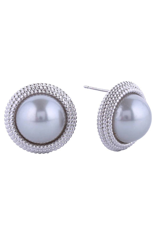 14K Pearl Button Post Earring