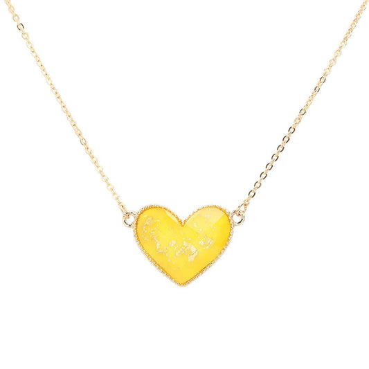 Gold Foil Detailed Heart Pendant Necklace
