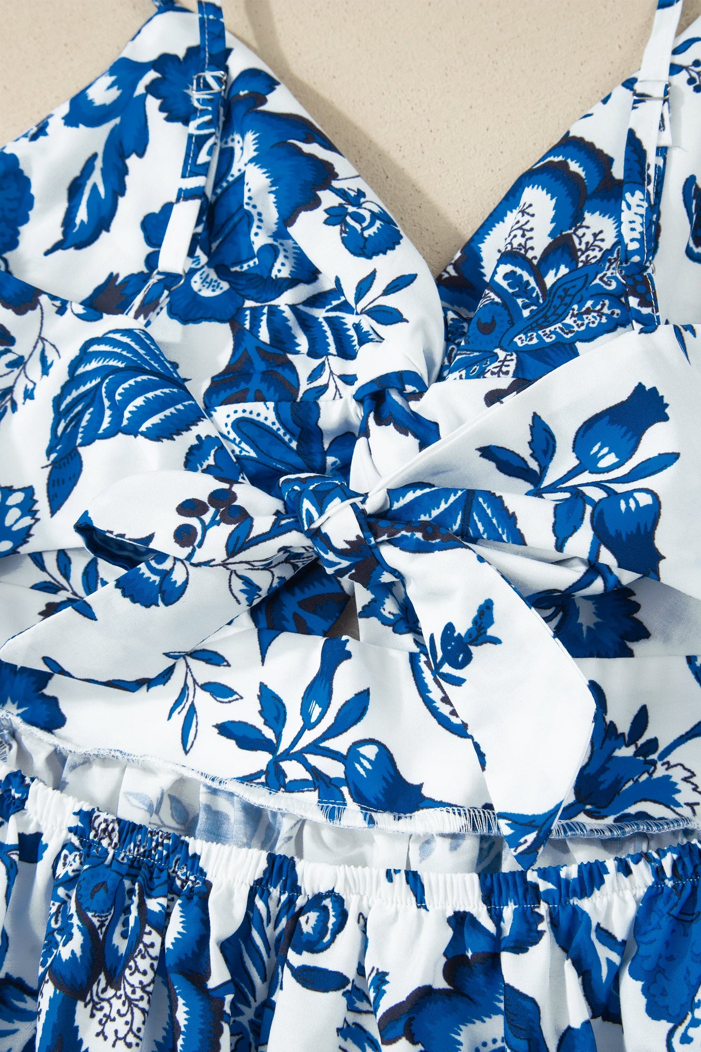 Floral Twisted Bust Spaghetti Strap Backless Maxi Dress